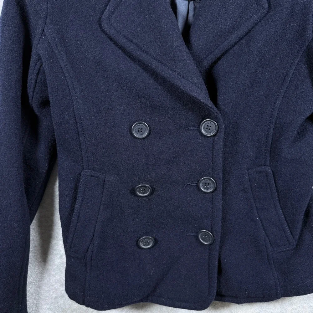 Vintage Abercrombie & Fitch Womens Medium Navy Blue Wool Blend Peacoat Jacket - Picture 4 of 16